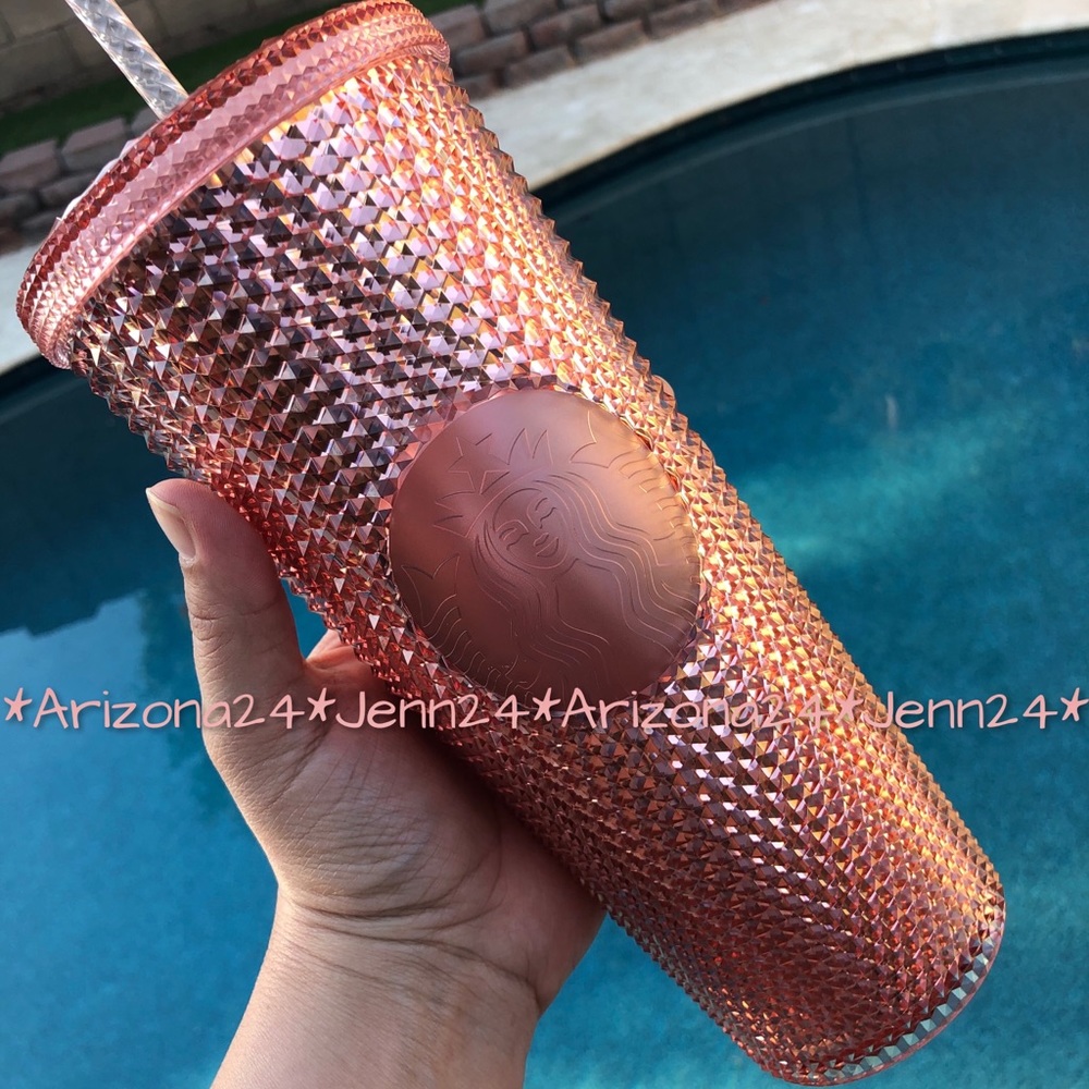 SOLD   Starbucks Rose Gold Studded Tumbler